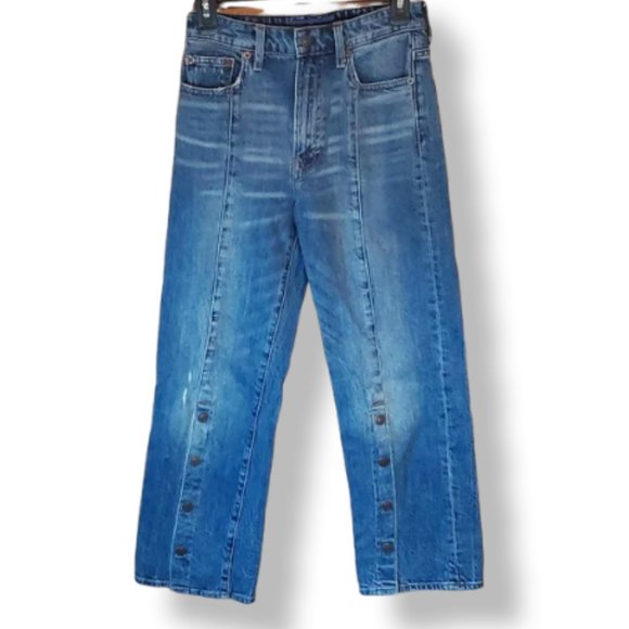 Lucky Brand | Straight Leg Button Side Blue Denim Jeans Size 2 26 - Picture 1 of 11